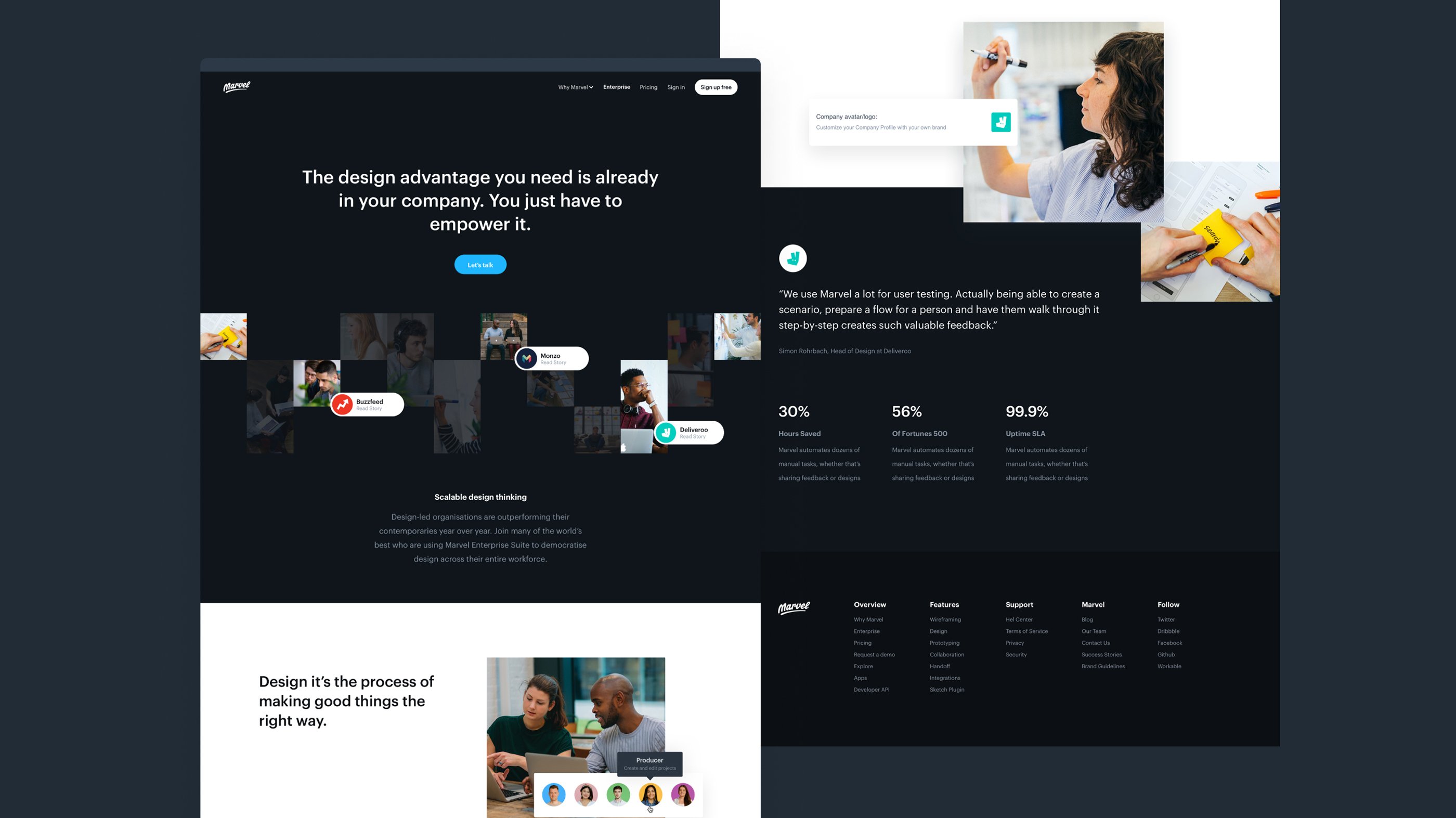 Marvel Enterprise Landing page